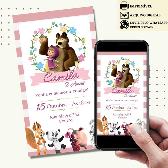 Convite Marsha e o Urso Digital Virtual