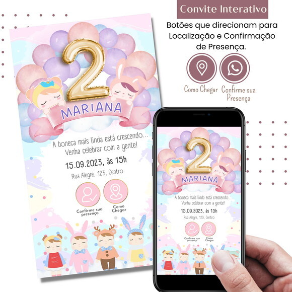 Convite Metoo Doll Boneca Digital Interativo Virtual