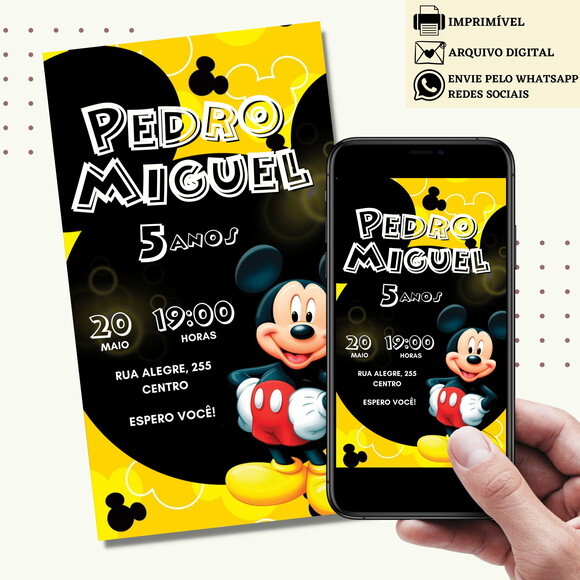 Convite Mickey Mouse Digital Virtual