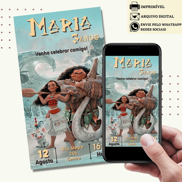 Convite Moana Digital Virtual