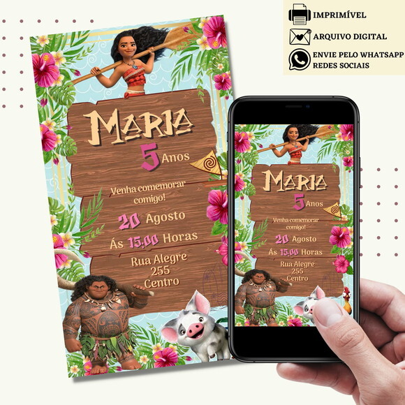 Convite Moana Digital Virtual