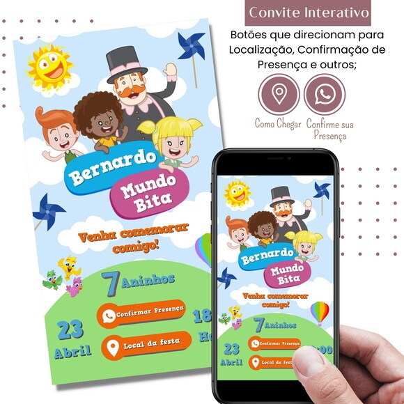 Convite Mundo Bita Digital Interativo Virtual