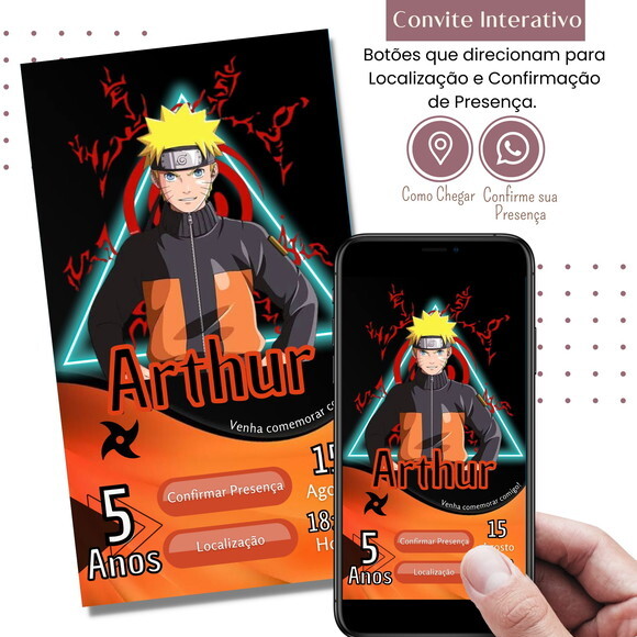 Convite Naruto Digital Interativo Virtual