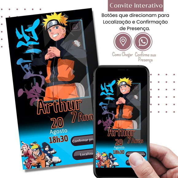 Convite Naruto Digital Interativo Virtual