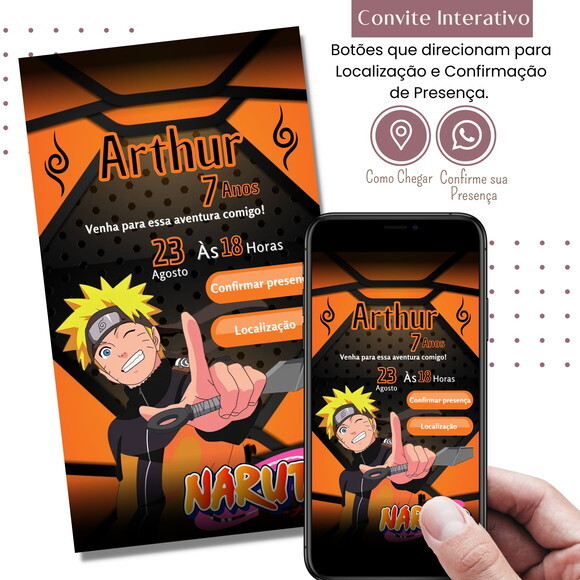 Convite Naruto Digital Interativo Virtual