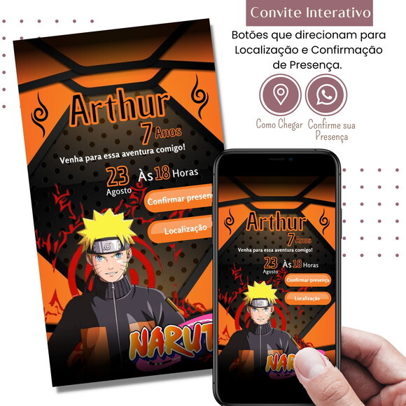 Convite Naruto Digital Interativo Virtual