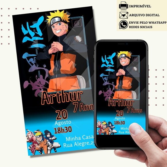Convite Naruto Digital Virtual