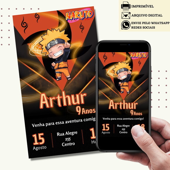 Convite Naruto Digital Virtual
