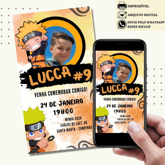 Convite Naruto Digital Virtual