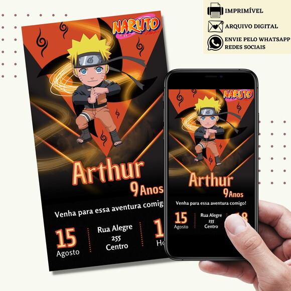Convite Naruto Digital Virtual