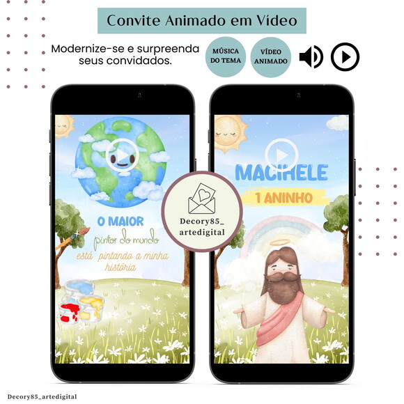 Convite o Maior Pintor do Mundo Animado com Música Digital