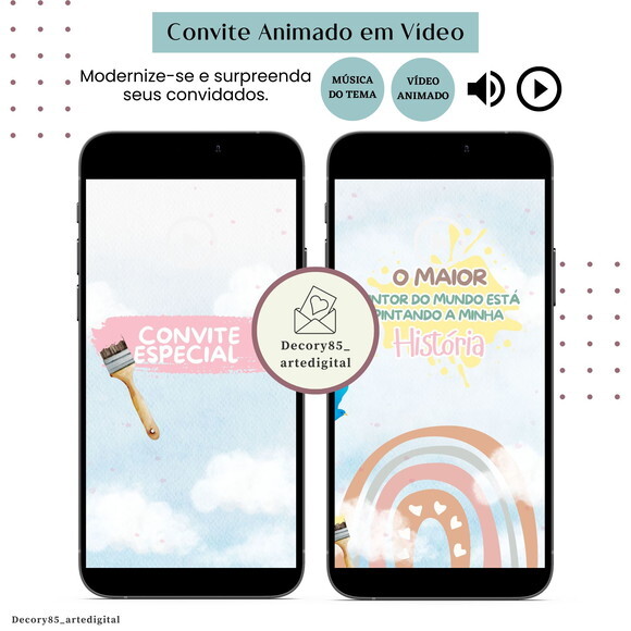Convite o Maior Pintor do Mundo Animado com Música Digital