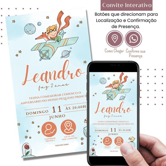 Convite o Pequeno Príncipe Digital Interativo Virtual