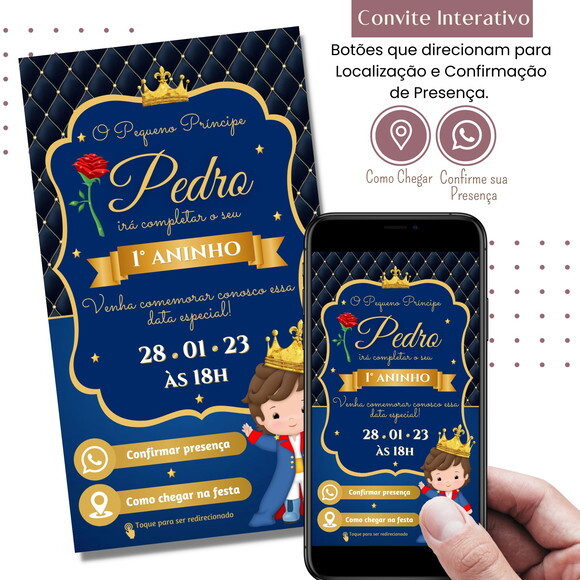 Convite o Pequeno Príncipe Digital Interativo Virtual
