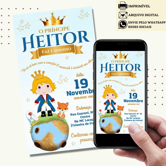 Convite o Pequeno Príncipe Digital Virtual