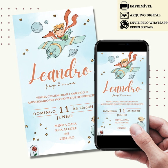 Convite o Pequeno Príncipe Digital Virtual