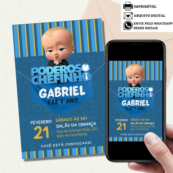Convite o Poderoso Chefinho Digital Baby Boss Virtual