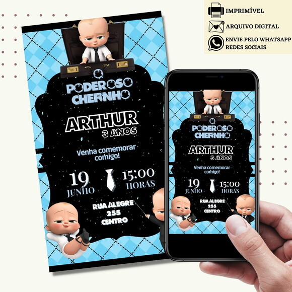 Convite o Poderoso Chefinho Digital Virtual Baby Boss