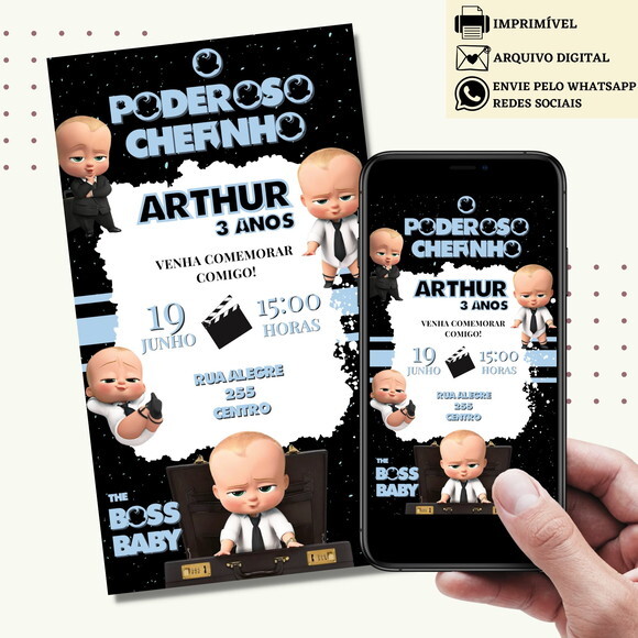 Convite o Poderoso Chefinho Digital Virtual Baby Boss