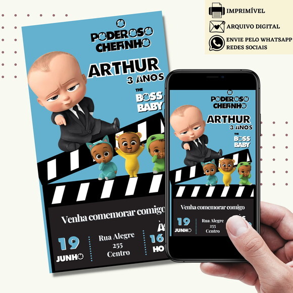 Convite o Poderoso Chefinho Digital Virtual Baby Boss
