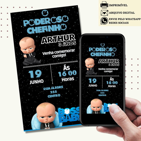 Convite o Poderoso Chefinho Digital Virtual Baby Boss