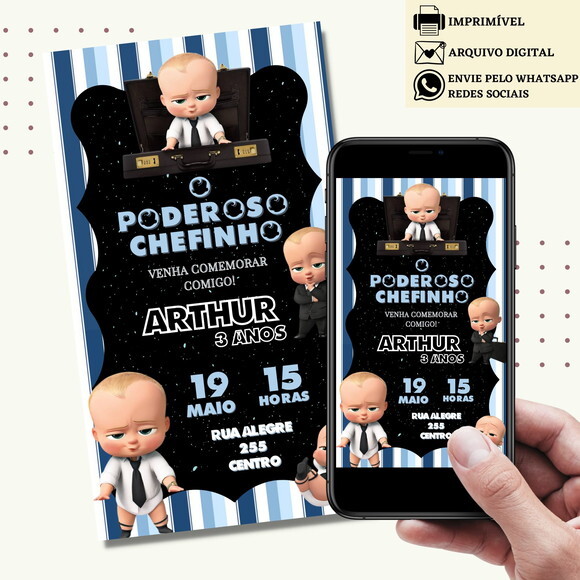Convite o Poderoso Chefinho Digital Virtual Baby Boss