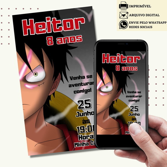 Convite One Piece - Luffy Digital Virtual