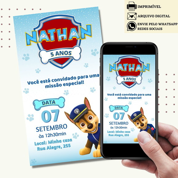 Convite Patrulha Canina Digital Virtual