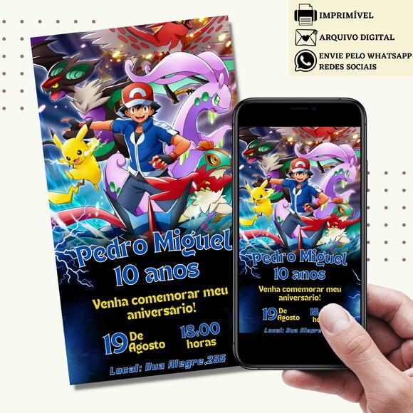 Convite Pokémon Digital Virtual