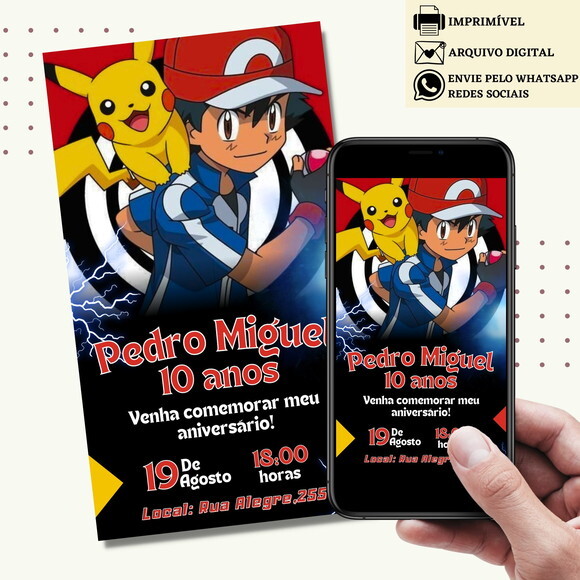 Convite Pokémon Digital Virtual