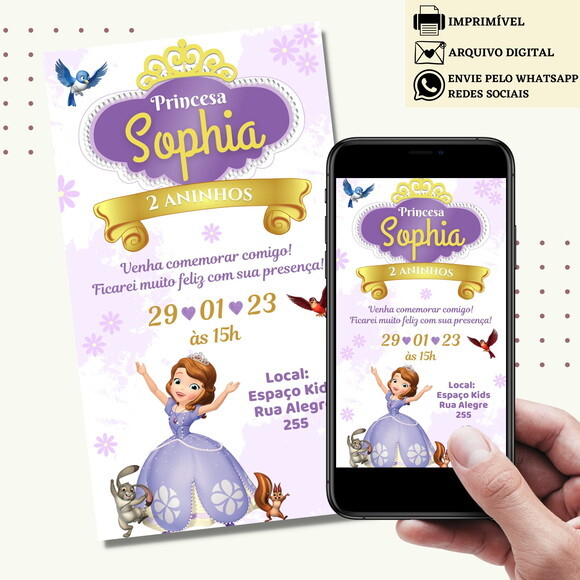Convite Princesa Sofia Digital Virtual