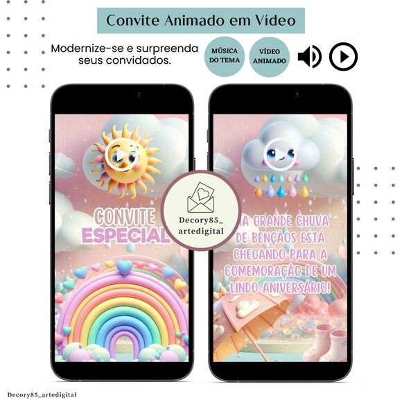 Convite Raio de Sol em Vídeo Animado com Música Digital