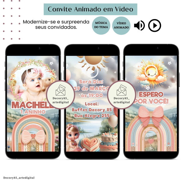 Convite Raio de Sol em Vídeo Animado com Música Digital