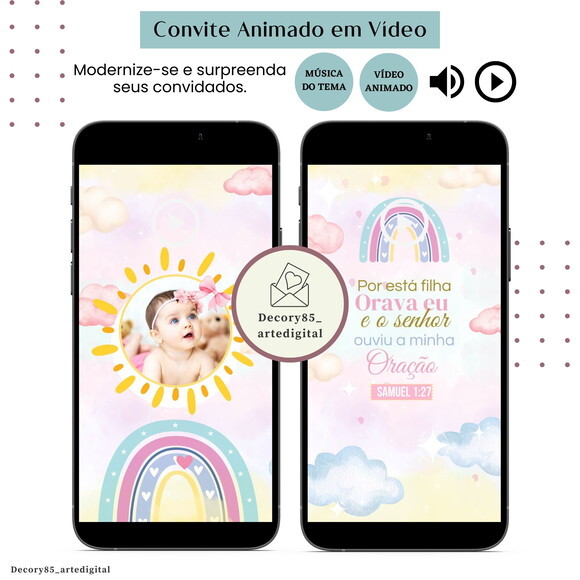 Convite Raio de Sol em Vídeo Animado com Música Digital