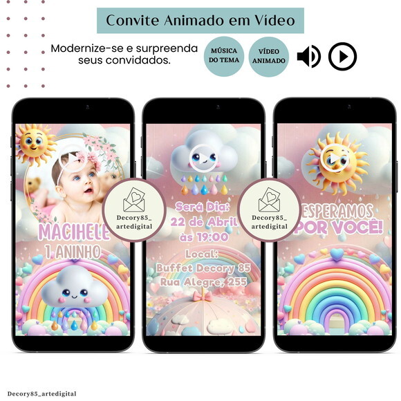 Convite Raio de Sol em Vídeo Animado com Música Digital