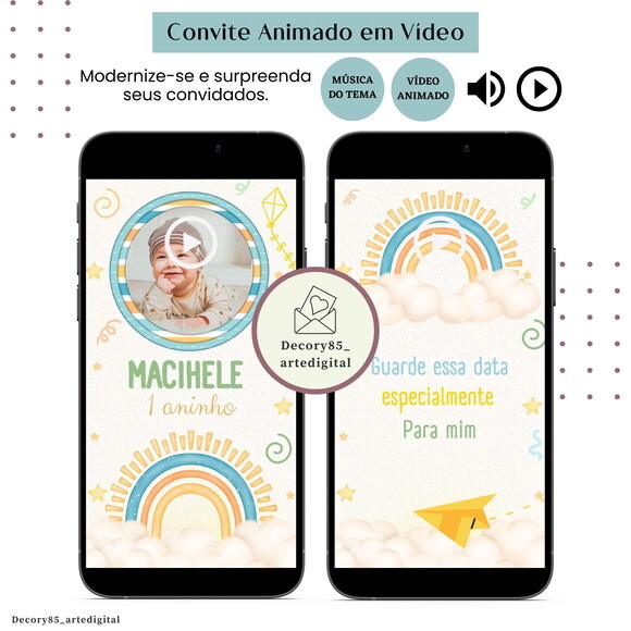 Convite Raio de Sol em Vídeo Animado com Música Digital
