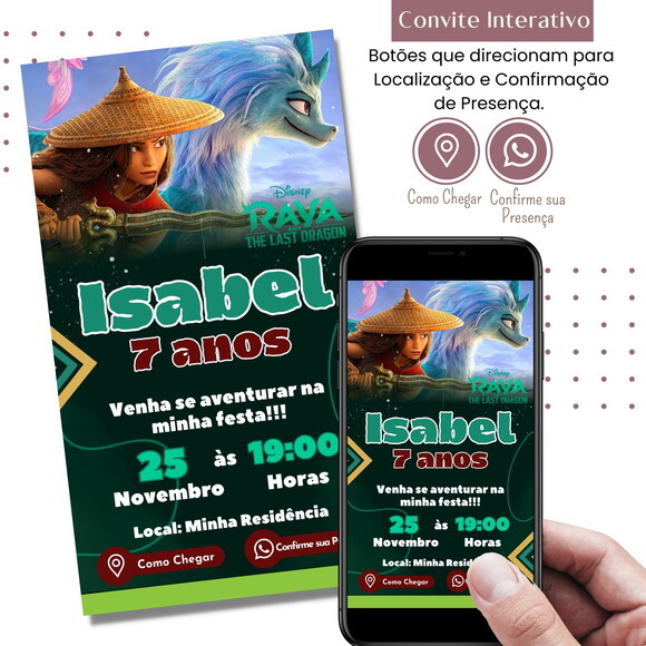 Convite Raya e o Último Dragão Digital Interativo Virtual