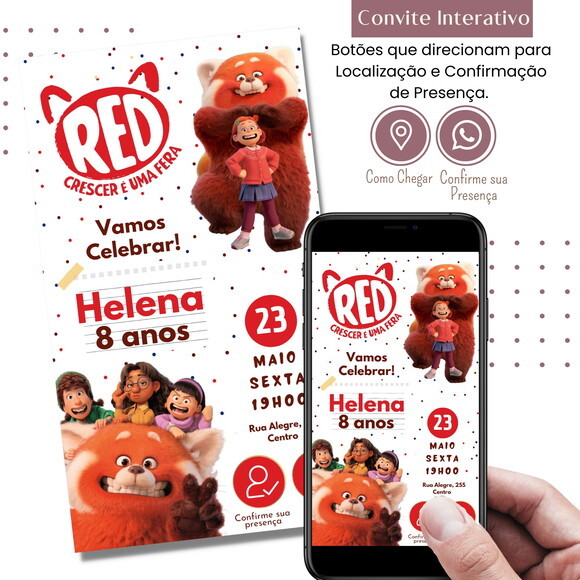 Convite Red: Crescer É Uma Fera Digital Interativo Virtual