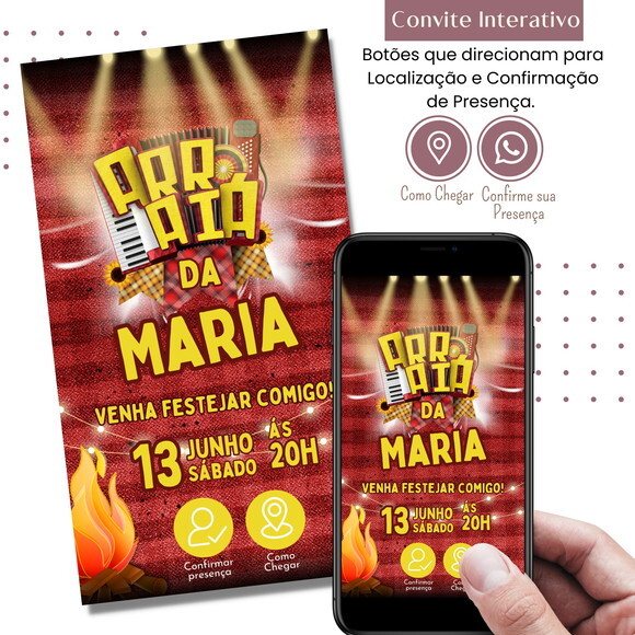 Convite São João Digital Festa Junina Arraiá Interativo