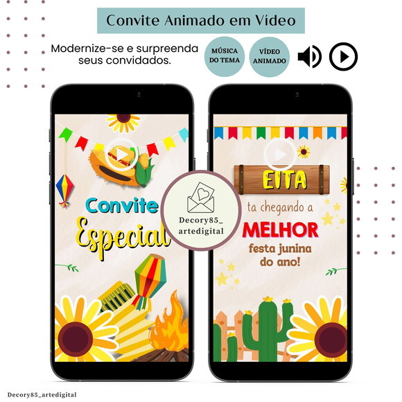 Convite São João Digital Festa Junina Vídeo Animado Música