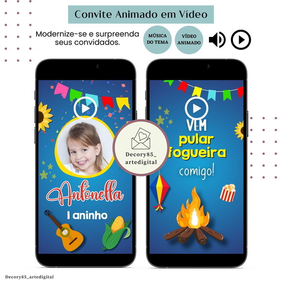 Convite São João Digital Festa Junina Vídeo Animado Música