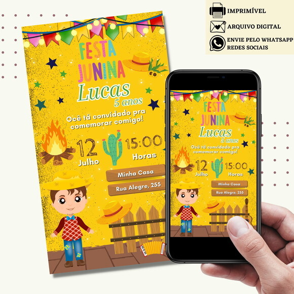 Convite São João Digital Virtual Festa Junina Arraiá