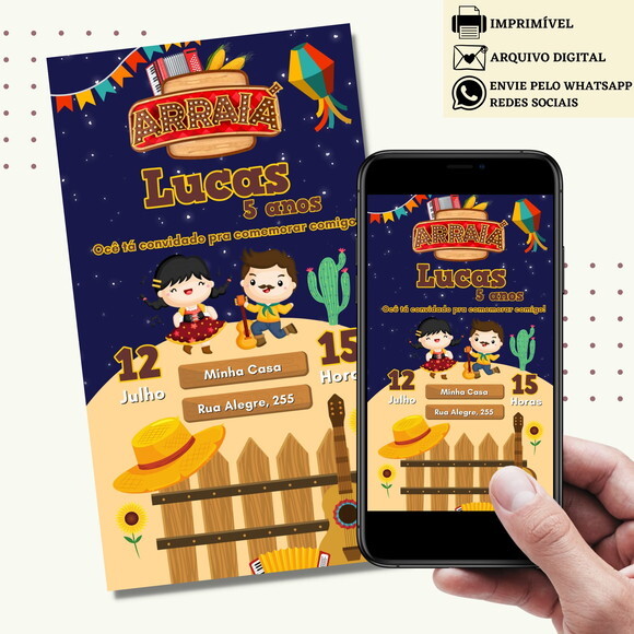 Convite São João Digital Virtual Festa Junina Arraiá