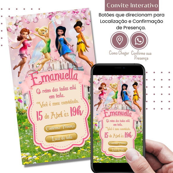 Convite Sininho Tinker Bell Digital Interativo Virtual