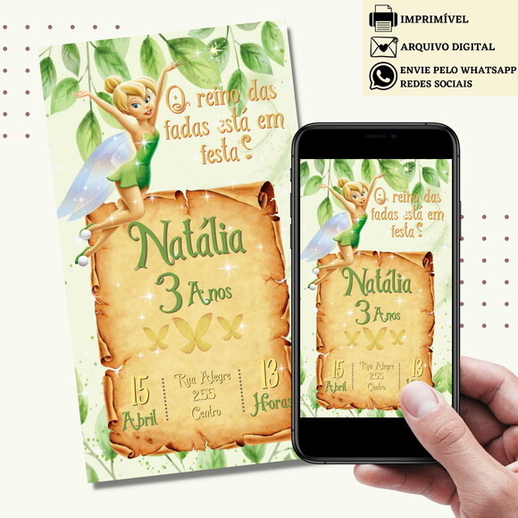 Convite Sininho Tinker Bell Digital Virtual