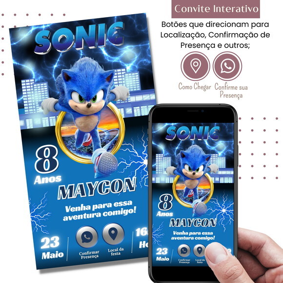Convite Sonic Digital Interativo Virtual