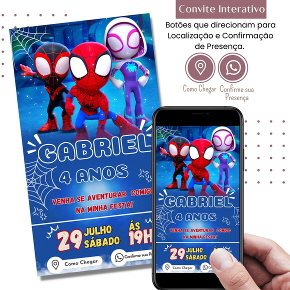 Convite Spidey e Seus Amigos Espetaculares Digital