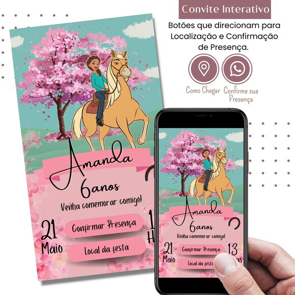 Convite Spirit Riding Cavalgando Livre Digital Interativo