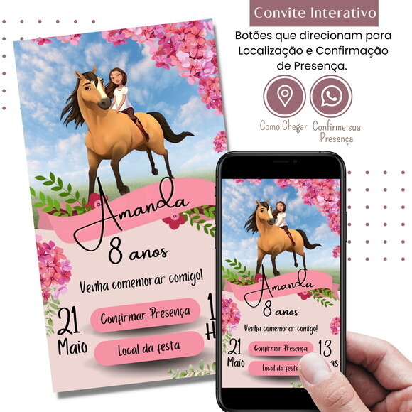 Convite Spirit Riding Cavalgando Livre Digital Interativo