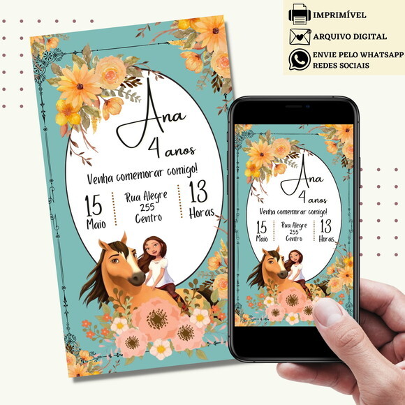 Convite Spirit Riding Cavalgando Livre Digital Virtual